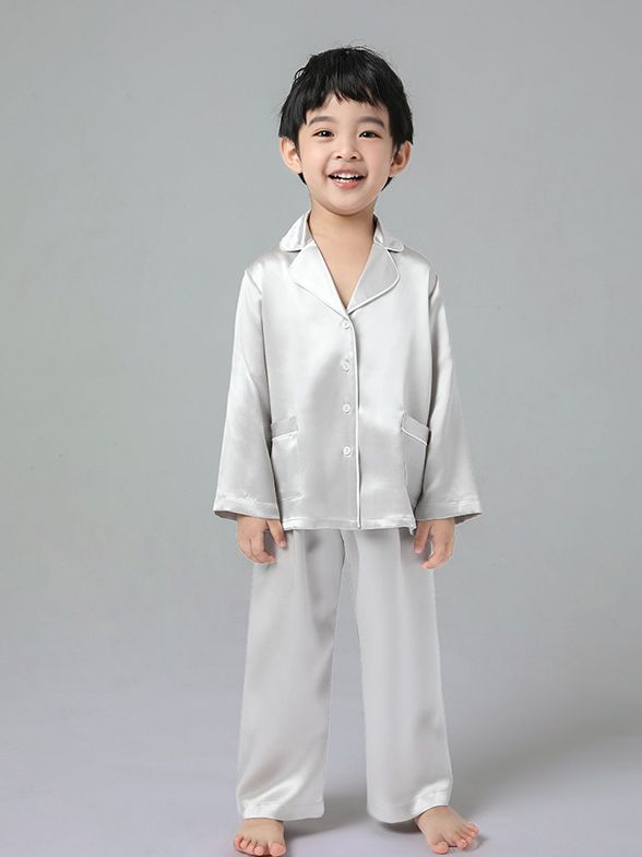 19 Momme Kids Silk Pajamas Set Boys and Girls Silk PJs